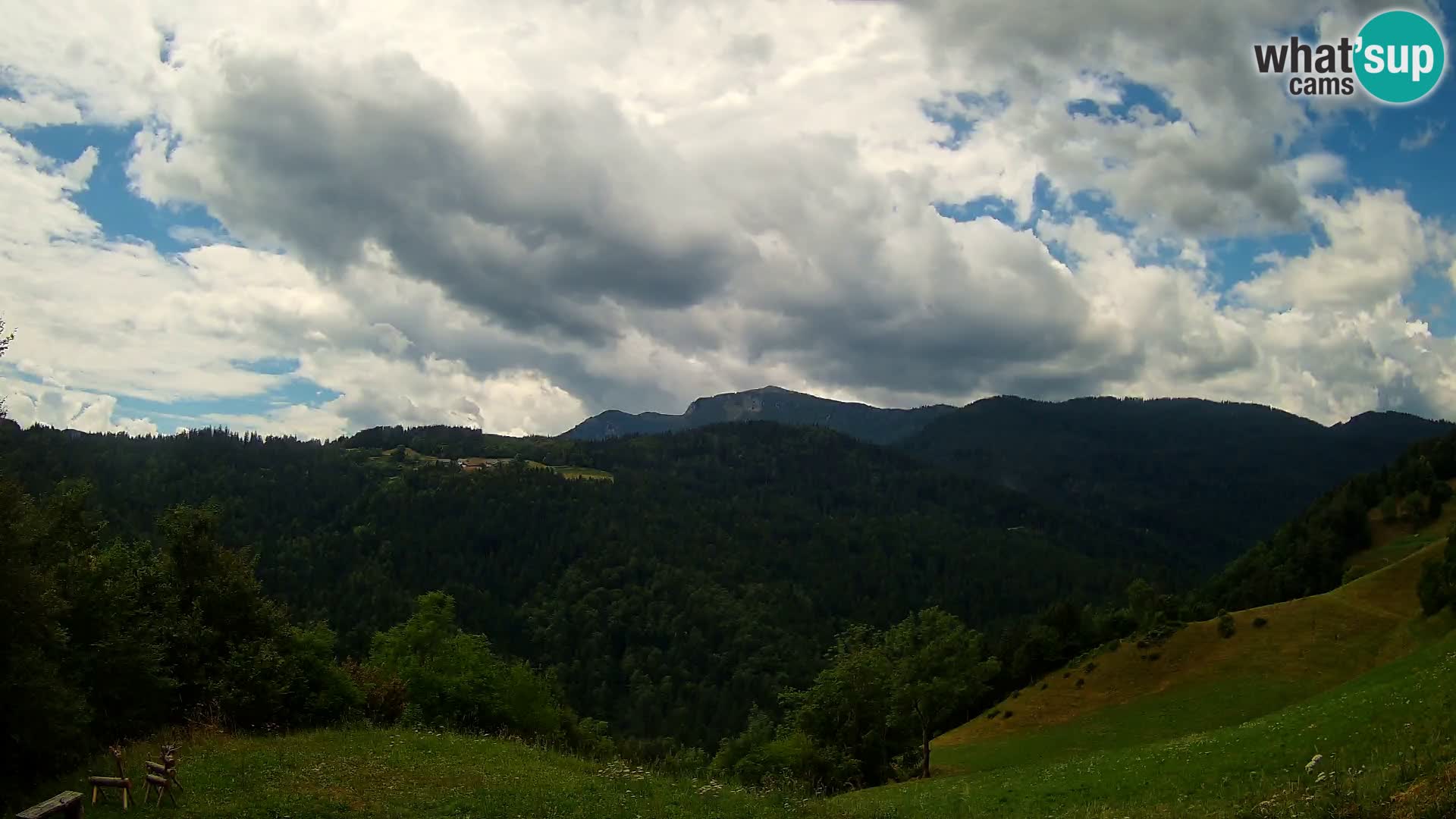 Spletna kamera Brunarica Dražgoše – Pogled v živo na Ratitovec (1666 m)
