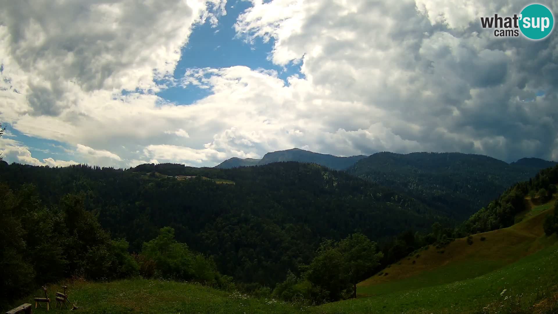 Spletna kamera Brunarica Dražgoše – Pogled v živo na Ratitovec (1666 m)