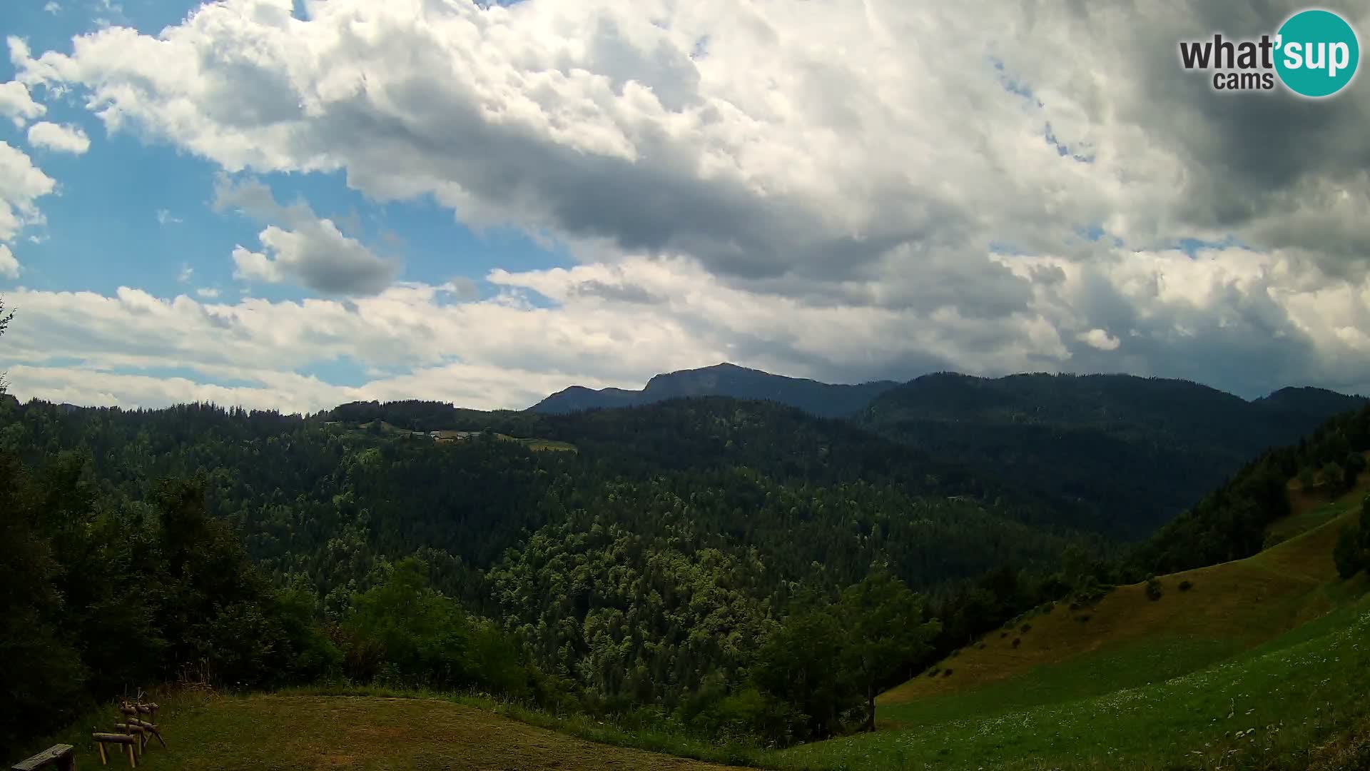 Spletna kamera Brunarica Dražgoše – Pogled v živo na Ratitovec (1666 m)