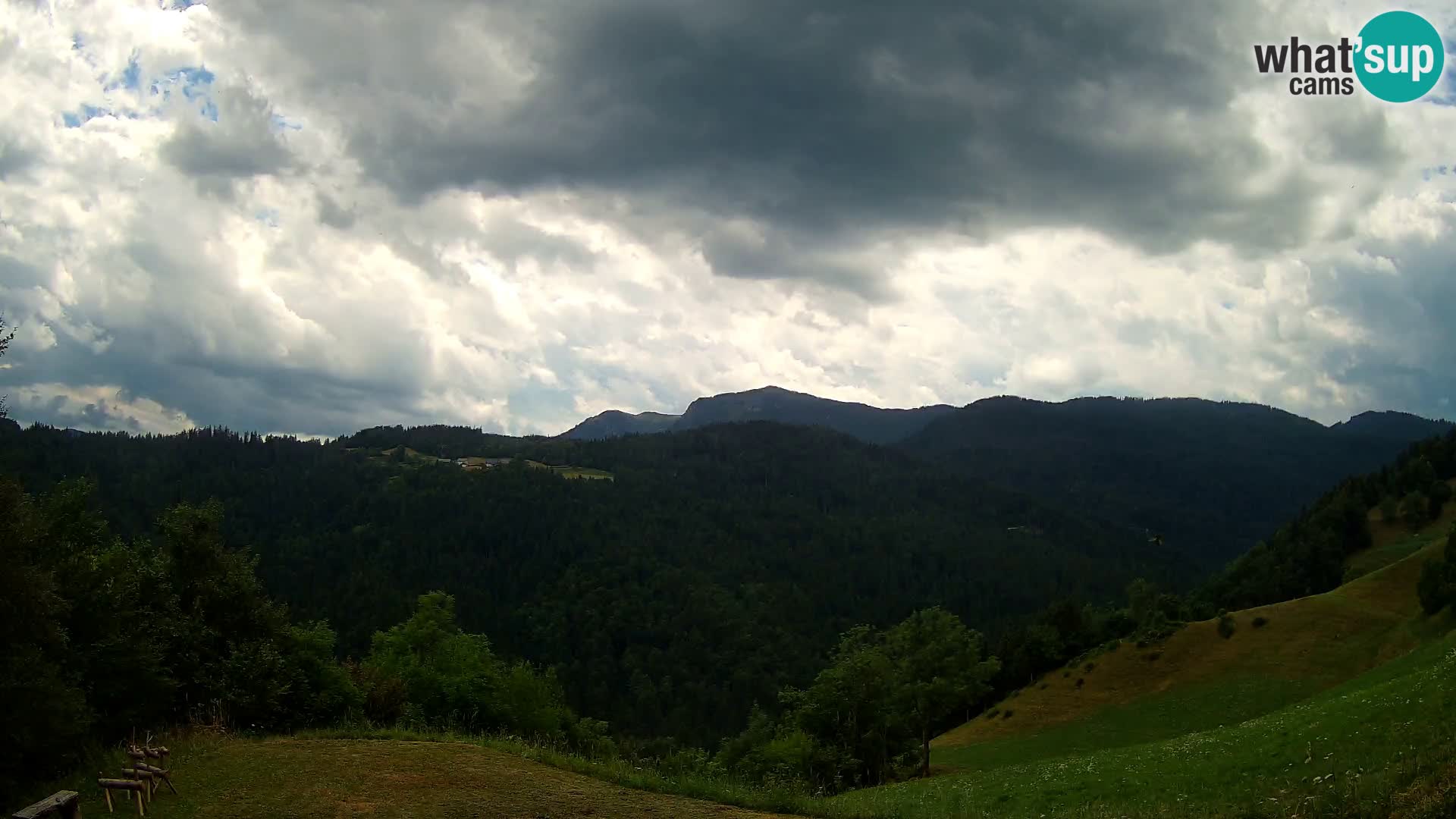 Spletna kamera Brunarica Dražgoše – Pogled v živo na Ratitovec (1666 m)