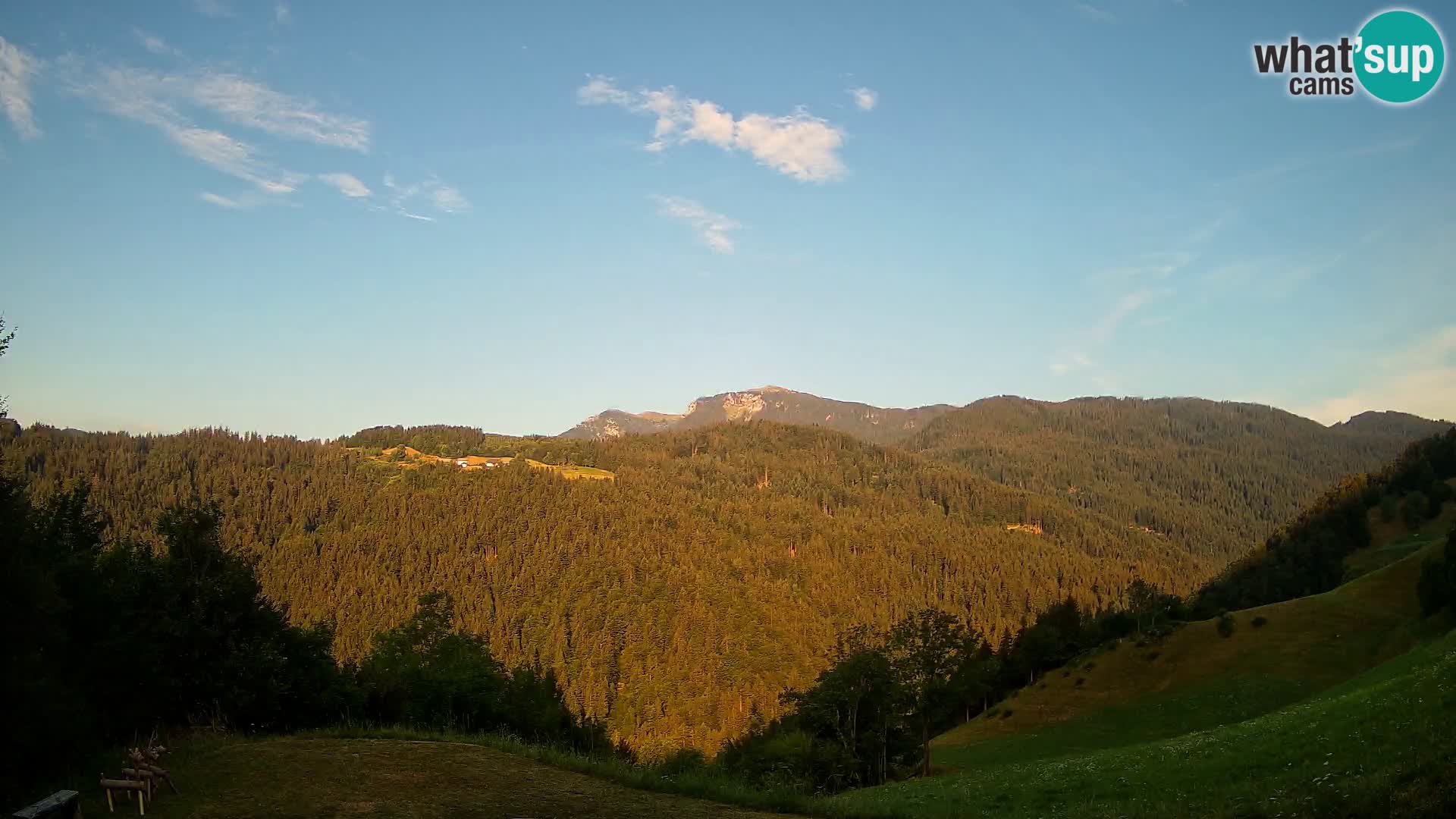 Spletna kamera Brunarica Dražgoše – Pogled v živo na Ratitovec (1666 m)