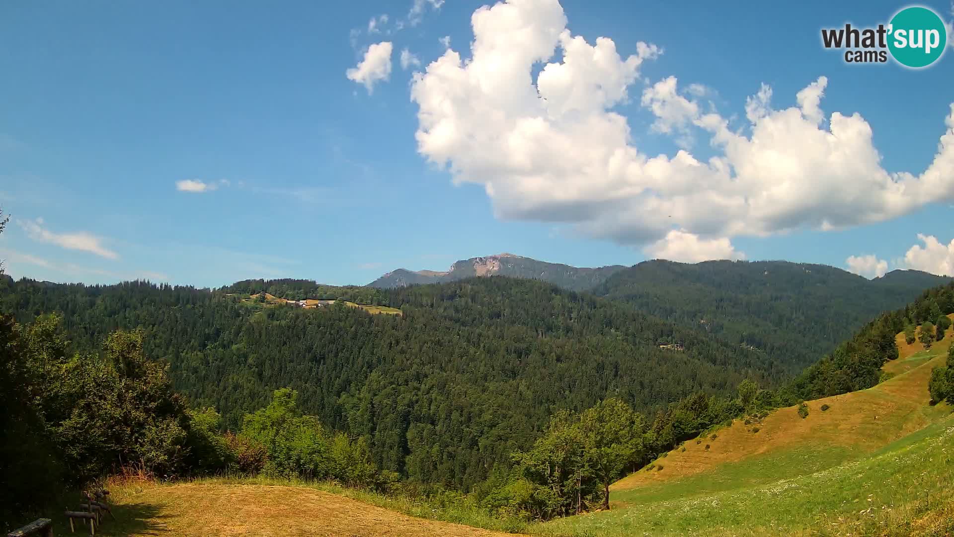 Spletna kamera Brunarica Dražgoše – Pogled v živo na Ratitovec (1666 m)