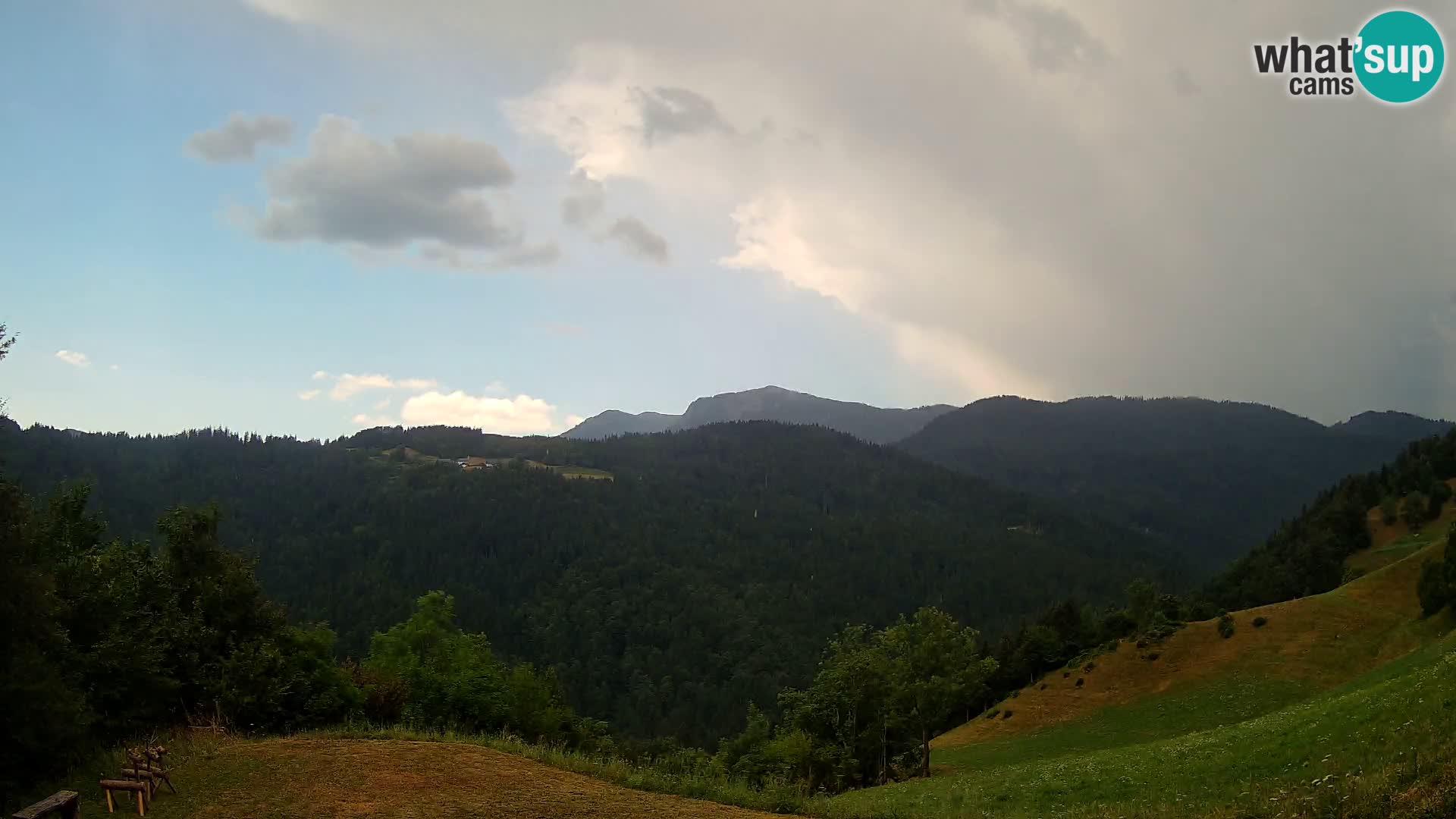 Spletna kamera Brunarica Dražgoše – Pogled v živo na Ratitovec (1666 m)