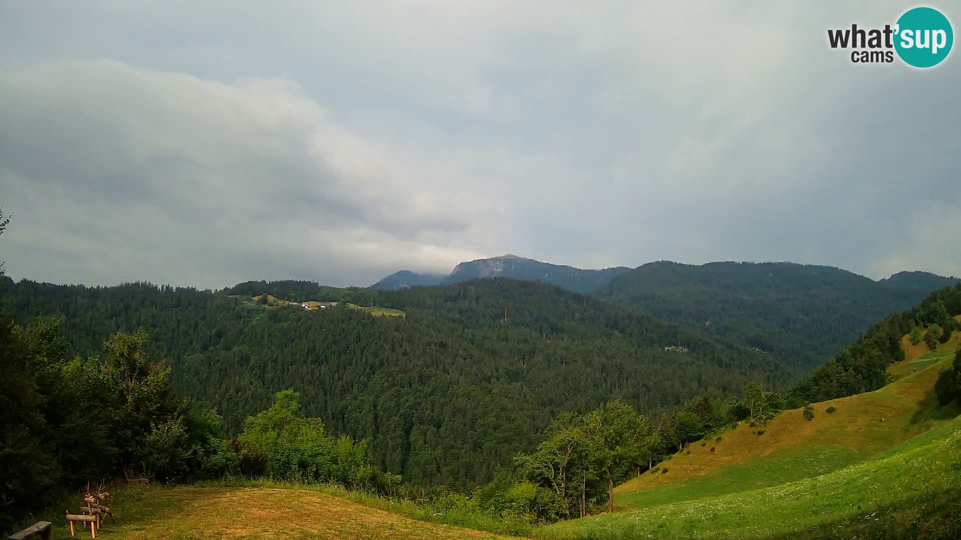Webcam Brunarica Dražgoše – Vista live sul Ratitovec (1666 m)