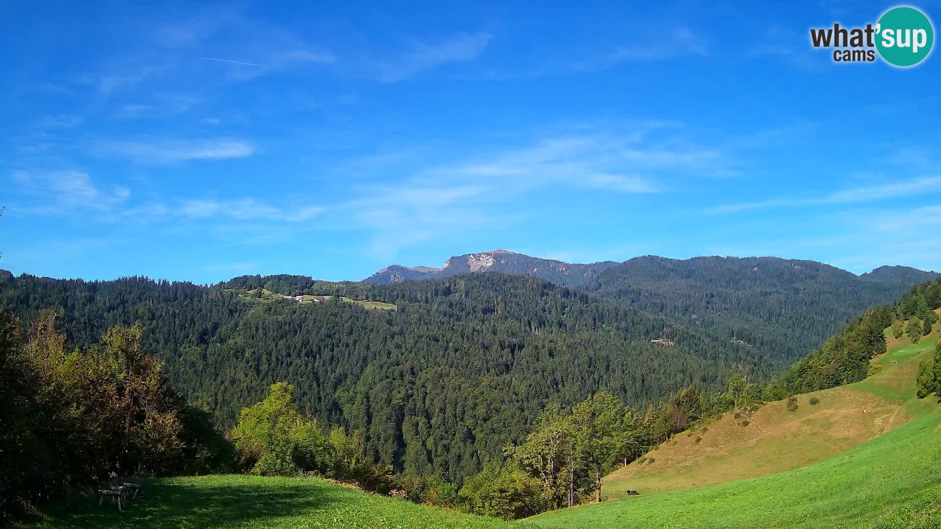 Webcam Brunarica Dražgoše – Liveblick auf Ratitovec (1666 m)