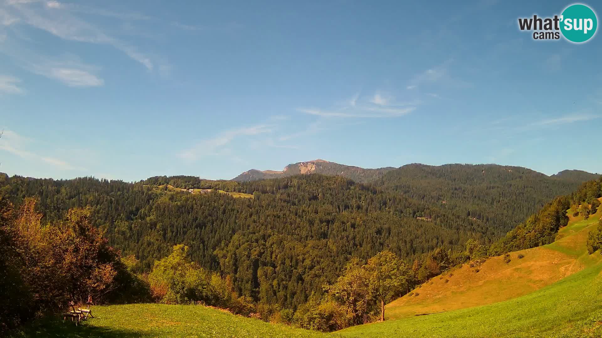 Webcam Brunarica Dražgoše – Liveblick auf Ratitovec (1666 m)