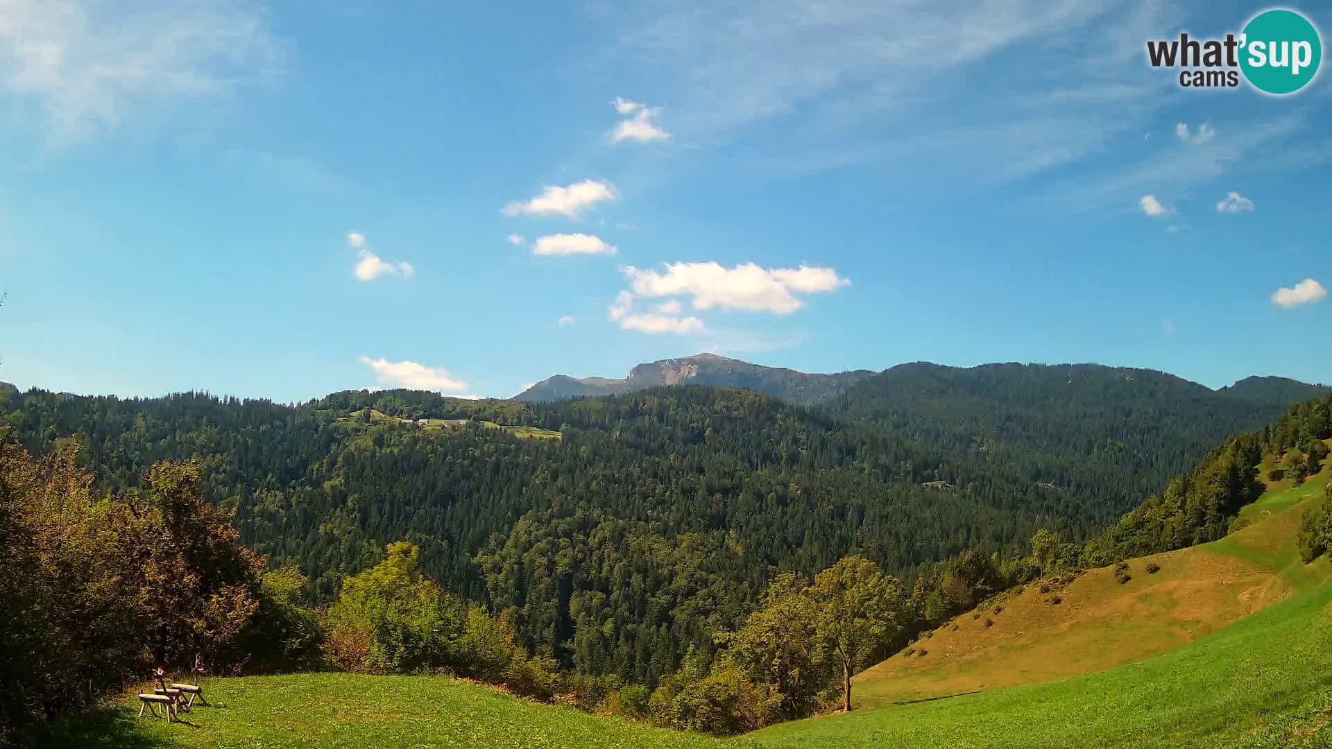 Spletna kamera Brunarica Dražgoše – Pogled v živo na Ratitovec (1666 m)