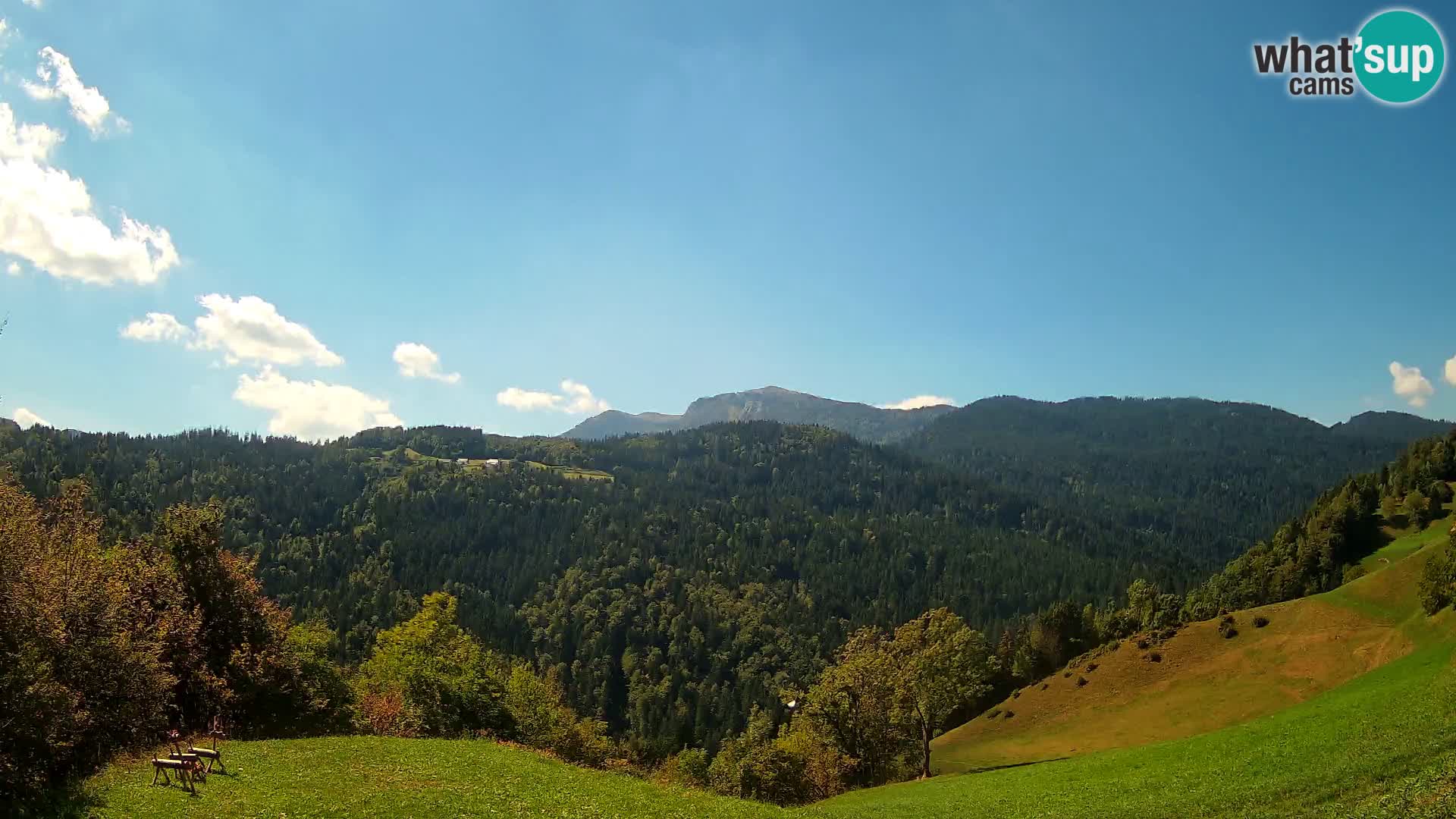Spletna kamera Brunarica Dražgoše – Pogled v živo na Ratitovec (1666 m)