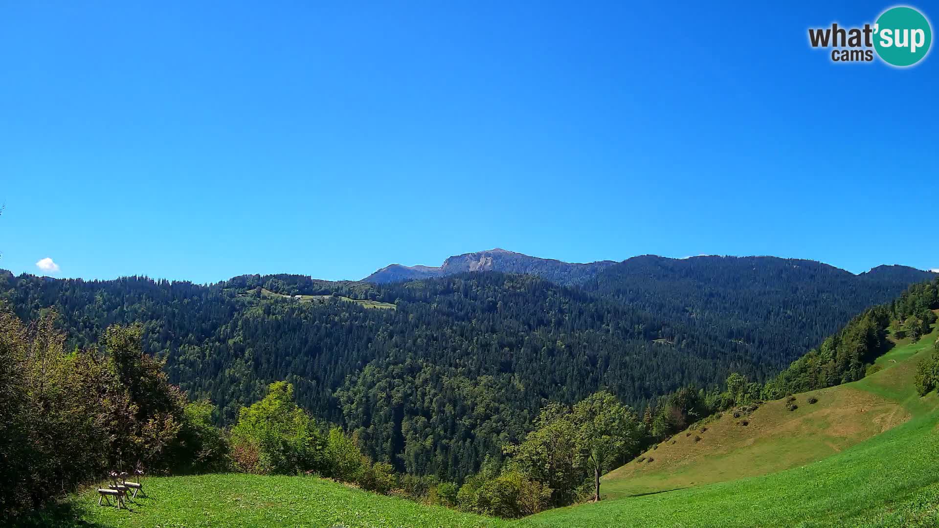 Spletna kamera Brunarica Dražgoše – Pogled v živo na Ratitovec (1666 m)