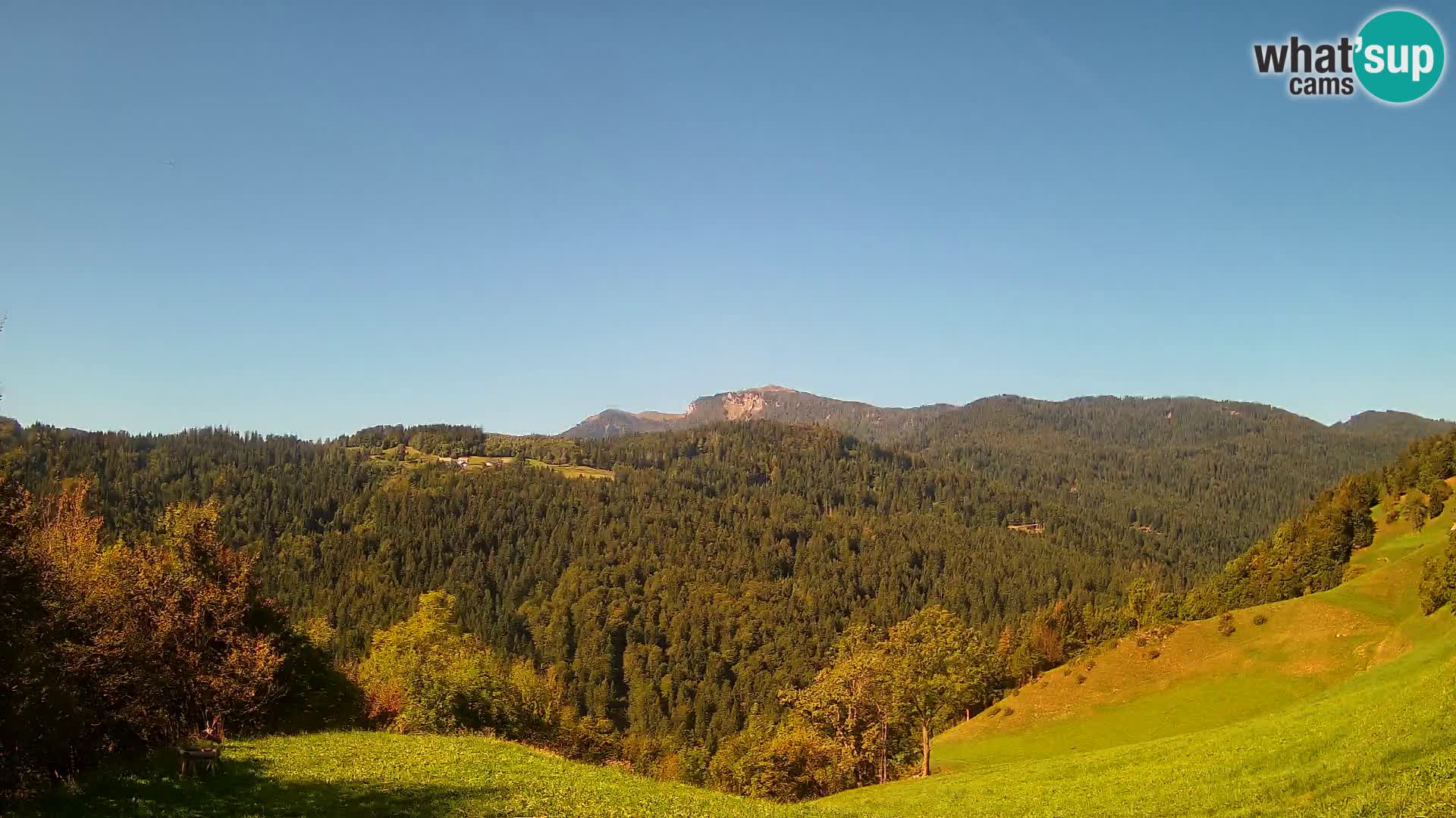 Webcam Brunarica Dražgoše – Liveblick auf Ratitovec (1666 m)